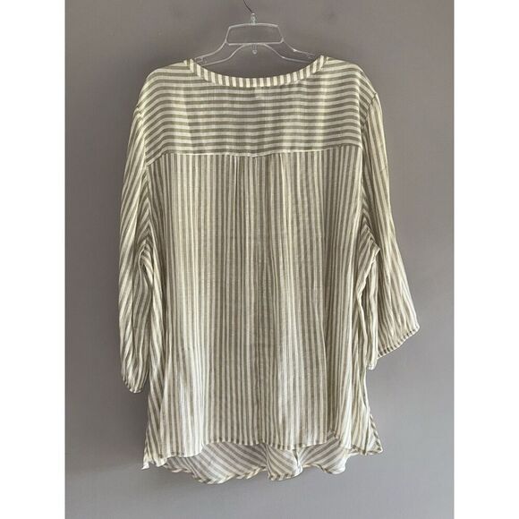 Catherines 3X Blouse Top Neutral Coastal Beige Beach Popover Tunic Lightweight - Picture 7 of 16